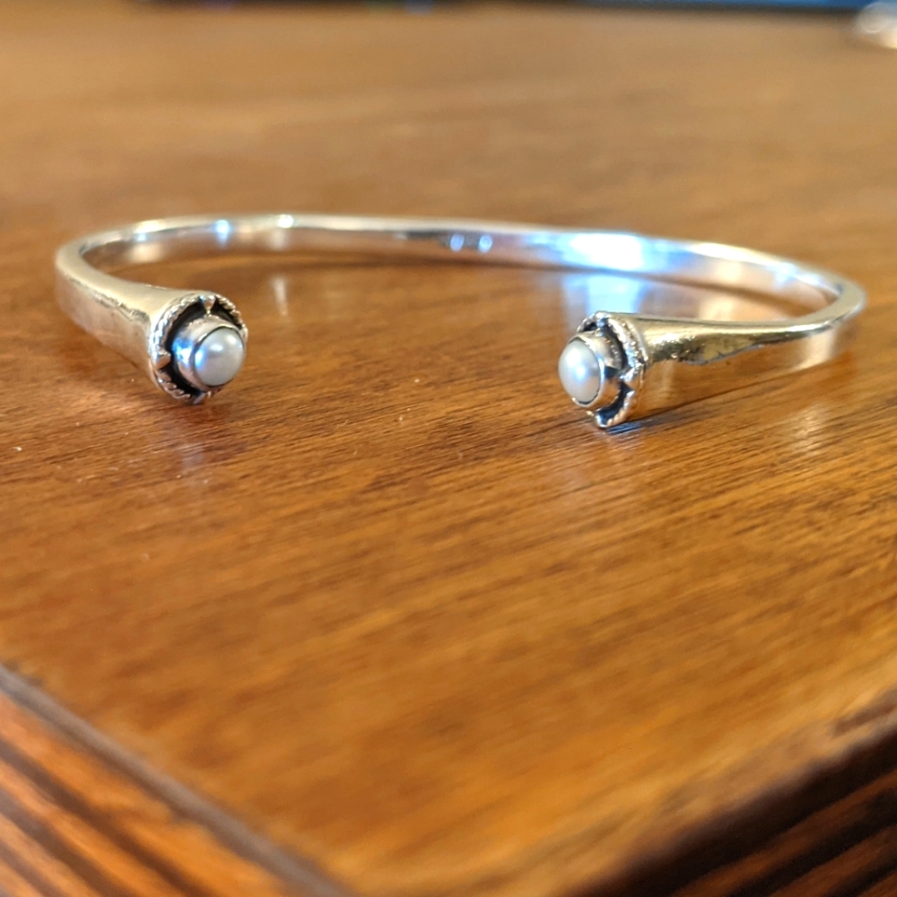 Sterling Pearl VTG GeoArt Cynthia Gale Bracelet